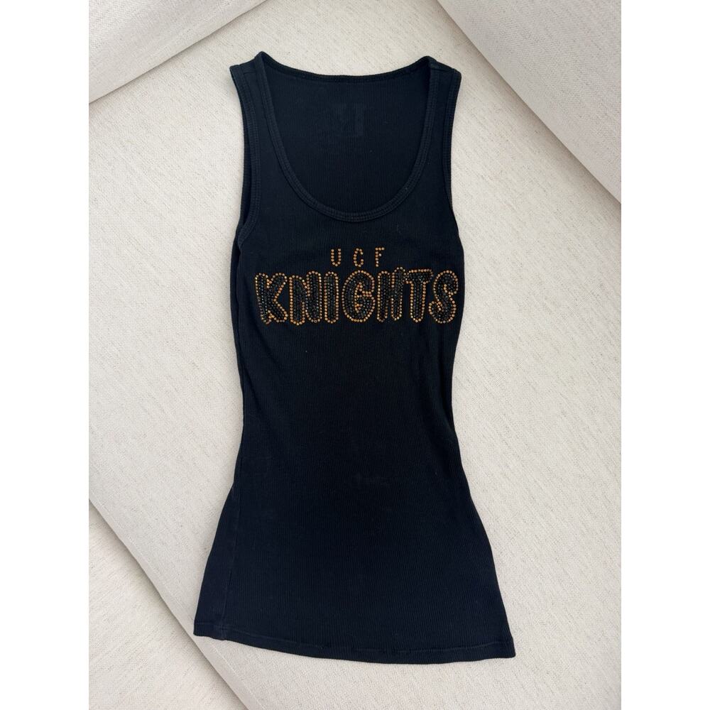 UCF bedazzled tank top y2k black and gold sports college